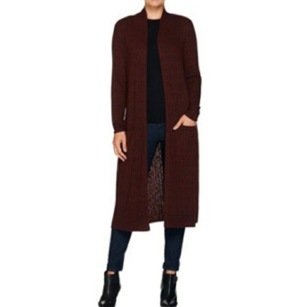 Lisa Rinna Collection Knit Duster, Burgundy 🍁